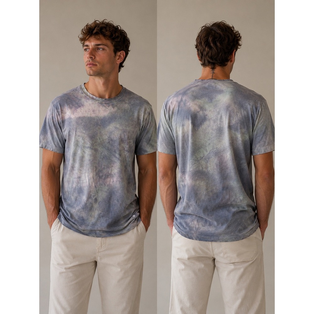 James Perse T-Shirt Mens 3 Gray Blue Custom Tigh dye Upcycle
